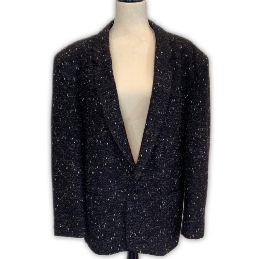 Kads vintage 1980s black and white wool blend oversized boyfriend blazer